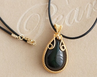 Adele Black Obsidian Pendant Necklace