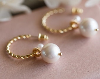 Tayla Pearl Multi-Way Half Hoop Earrings