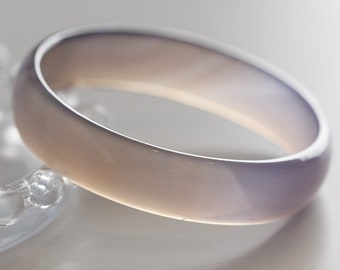 Colourful World! Purple Bicolour Natural Lace Agate Bangle #A170