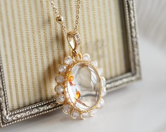 Natural Lodolite Phantom Quartz Pendant Necklace