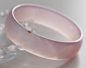 Colourful World! Ice Pink Agate Bangle #A169