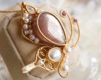 Kaz Purple Lepidolite Butterfly Pendant Necklace