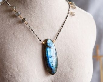 Kimia Blue Labradorite Asymmetric Necklace