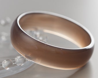 Colourful World! Smokey Brown Colour Natural Lace Agate Bangle #A165