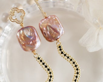 Iggy Asymmetric Baroque Pearl Tassel Earrings