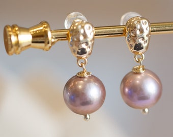 Piper Metallic Purple Pearl Earrings