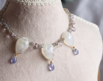 Elliana Rainbow Moonstone Gemstone Necklace