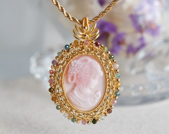 Antique Pink Shell Cameo Antique Cameo Victorian Pink Cameo Bridal Cameo Wedding Cameo Victorian Angel Skin Cameo Carved Shell Cameo