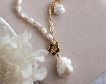 Moira Baroque Pearl Asymmetric Trendy Necklace