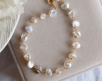 Juniper Baroque Pearl Gunmetal Chain Necklace