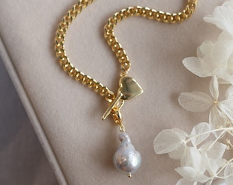 Xena Baroque Pearl Pendant Bold Necklace