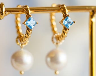 Amora Multi-Way Twisted Hoop Pearl Earrings