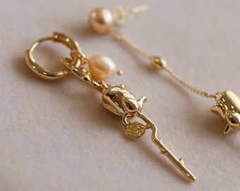 Olivia Rose Asymmetry Pearl Earrings
