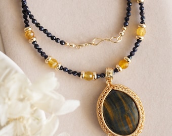 Kazia Natural Pietersite Pendant Necklace
