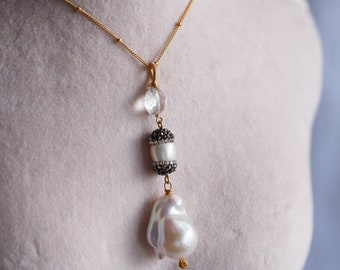 Ezra Baroque Pearl Gemstone Pendant Necklace