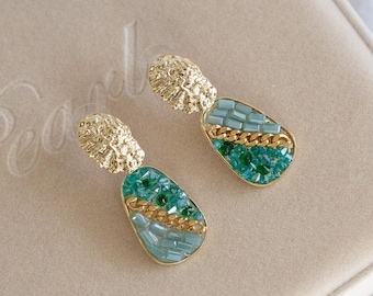 Penelope Green Crystal Stud Earrings