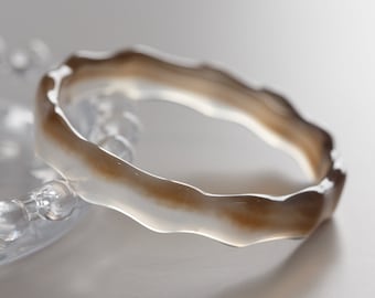 Colourful World! Brown Colour Natural Lace Agate Bangle #A177