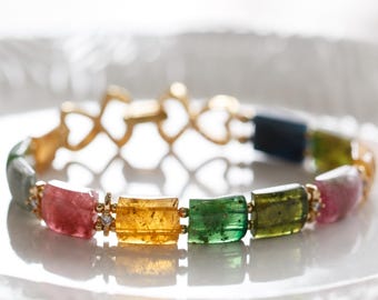 Desislava Natural Rainbow Tourmaline Bracelet