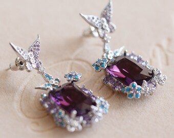 Violeta Purple Cubic Butterfly Earrings