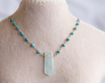 Maleah Raw Aquamarine Point Necklace