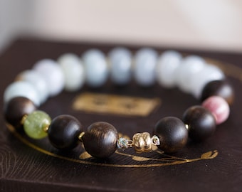 Nezetta Agarwood and Jadeite FeiCui Chakra Bracelet