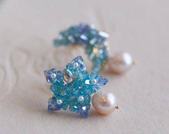 Theodora Moon and Star Pearl Stud Earrings