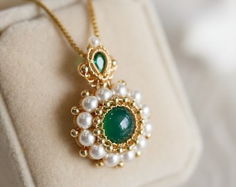 Skylar Green Chalcedony Necklace