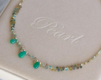 Miley Natural Tourmaline and Chrysoprase Beaded Necklace