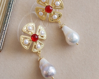 Chasina Baroque Pearl Medieval Style Earrings