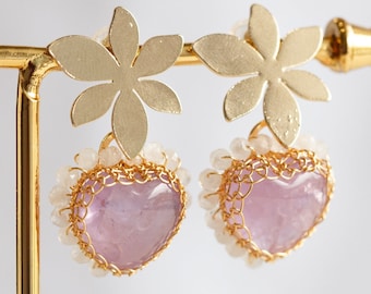 Avayah Lavender Amethyst Heart Earrings