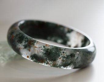 Natural Green Lodolite Quartz Bangle #Q1