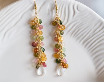 Annika Tourmaline Cluster Gemstone Earrings