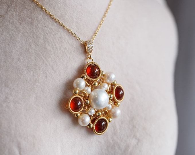 Featured listing image: Alaina Natural Garnet Pendant Necklace