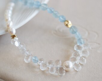Aurelia Aquamarine and Pearl Choker Necklace