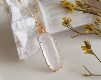 Kimora Natural Rose Quartz Pendant Necklace