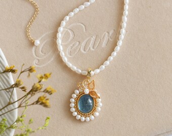 Ellen Natural Aquamarine Necklace