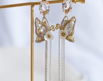 Sif Cubic Butterfly Tassel Earrings