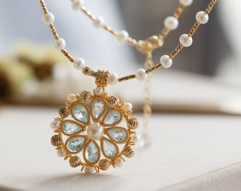 Keyla Sky Blue Topaz Sunflower Necklace