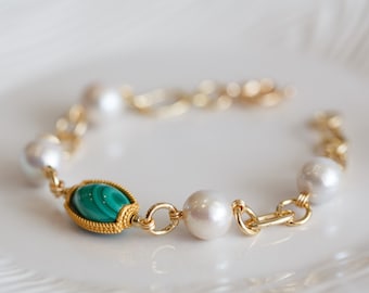 Bexley Pearl and Malachite Bracelet