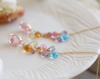 Joyce Pink Gemstone Cluster Earrings