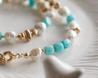 Galellea Baroque Pearl Gemstone Choker Necklace