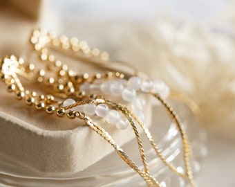 Alessandra White Agate Tassel Earrings