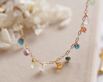 Ainhoa Colourful Gemstone Rainbow Drop Necklace