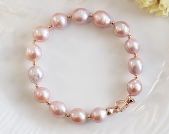 Natural Metallic Lustre Baroque Pearl Bracelet #2