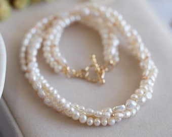 Serena Rose Baroque Pearl Twisted Choker Necklaces