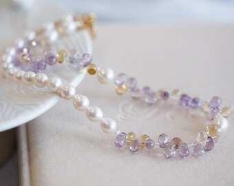 Skylar Ametrine and Pearl Choker Necklace