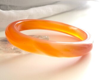 Colourful World! Natural Orange Colour Lace Agate Bangle #A135