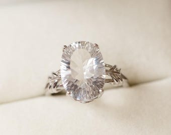 Olethea Natural Rock Quartz Silver Ring