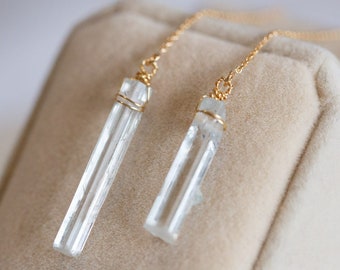 Spencer Raw Blue Aquamarine Threader Earrings