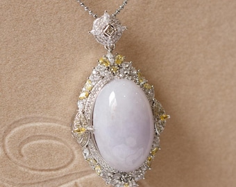 Elnora Burmese Lavender Purple Jadeite Pendant Necklace